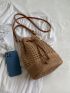 Minimalist Straw Bag Drawstring Design Mini