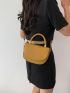 Mini Saddle Bag Top Handle Solid Yellow Fashion Style