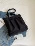 Medium Shopper Bag Double Handle Solid Black Casual Style