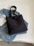 Medium Shopper Bag Double Handle Solid Black Casual Style