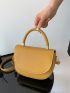 Mini Saddle Bag Top Handle Solid Yellow Fashion Style