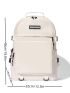 White Functional Backpack Medium Letter Patch Decor For School