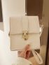 Mini Square Bag Crocodile Embossed Solid White