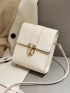 Mini Square Bag Crocodile Embossed Solid White