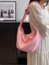 Minimalist Hobo Bag Ruched Handle Pink