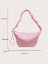 Minimalist Hobo Bag Ruched Handle Pink