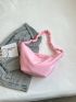 Minimalist Hobo Bag Ruched Handle Pink