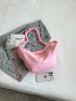 Minimalist Hobo Bag Ruched Handle Pink