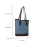 Colorblock Tote Bag Double Handle Buckle Decor