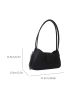 Medium Baguette Bag Solid Black Elegant Style