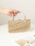 Small Square Bag Rhinestone & Fringe Decor Chain Strap For Prom