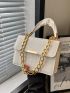 Small Square Bag Crocodile Embossed Chain Decor Top Handle