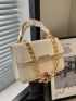 Small Square Bag Crocodile Embossed Chain Decor Top Handle