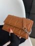 Small Square Bag Quilted  Chain Strap Solid Brown