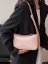 Small Crossbody Bag Solid Pink Letter Embossed