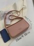 Small Crossbody Bag Solid Pink Letter Embossed