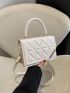 Mini Square Bag Quilted Top Handle Solid White