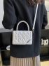 Mini Square Bag Quilted Top Handle Solid White