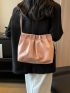 Medium Ruched Bag Solid Pink Chain Strap Fashion Style