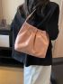 Medium Ruched Bag Solid Pink Chain Strap Fashion Style