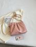 Medium Ruched Bag Solid Pink Chain Strap Fashion Style