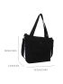 Medium Shopper Bag Corduroy Double Handle Solid Black