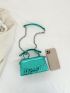 Mini Square Bag Metallic Crocodile Embossed Chain Strap