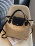 Large Straw Bag Colorblock Double Handle For Vacation