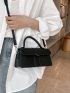 Small Square Bag Top Handle Solid Black