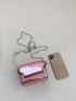 Mini Square Bag Metallic Pattern Faux Pearl Decor Chain Strap