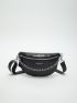 Crocodile Embossed Fanny Pack Chain Decor PU