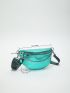 Crocodile Embossed Fanny Pack Chain Decor Metallic PU Funky