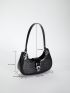 Crocodile Embossed Hobo Bag Metal Decor Top Handle For Daily