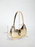 Crocodile Embossed Hobo Bag Metal Decor Top Handle