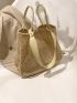 Medium Straw Bag Double Handle Minimalist For Vacation