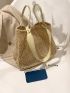 Medium Straw Bag Double Handle Minimalist For Vacation