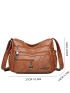 Brown Hobo Bag Multi-Zipper Metal Decor PU For Daily