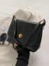 Black Square Bag Metal Decor Flap For Work