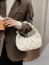 Medium Ruched Bag Handle Ruche Design Elegant Style Solid White