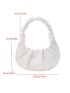 Medium Ruched Bag Handle Ruche Design Elegant Style Solid White