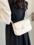 Small Geometric Pattern Square Bag Beige Fashionable Flap For Work