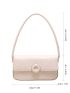 Crocodile Embossed Square Bag Beige Metal Decor Top Handle For Daily