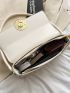 Crocodile Embossed Square Bag Beige Metal Decor Top Handle For Daily