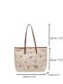 Letter Pattern Shoulder Tote Bag Colorblock Double Handle For Work