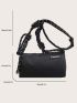 Letter Patch Bucket Bag Nylon Casual Black