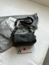 Letter Patch Bucket Bag Nylon Casual Black