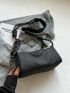 Letter Patch Bucket Bag Nylon Casual Black