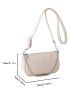 Crocodile Embossed Square Bag Beige Fashionable Chain Decor For Work