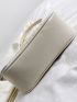 Crocodile Embossed Square Bag Beige Fashionable Chain Decor For Work