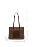 All Over Print Shoulder Tote Bag Brown Elegant Double Handle For Work